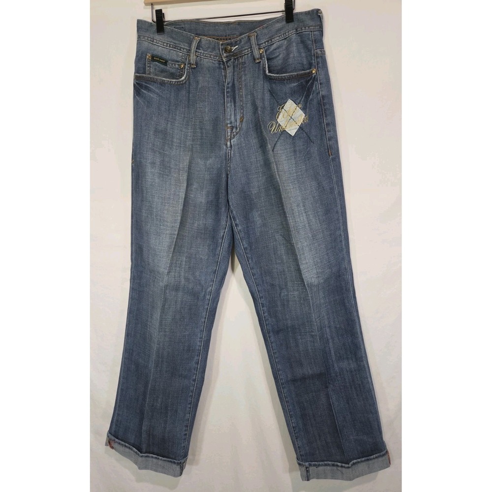 Ecko Unltd Baggy Fit Jeans Mens 32x32 Medium Wash Y2K Streetwear Embroidered